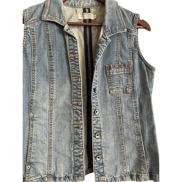 Tribal Jeans Women’s Denim Vest Size 8 Blue Sleeveless Stretch Button Front - Picture 5 of 7